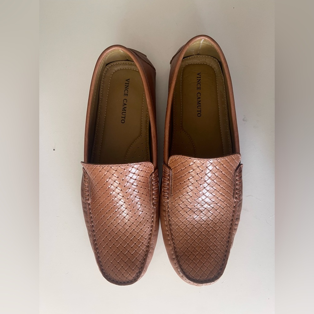 Vince Camuto Men's Woven Leather Tan Loafers